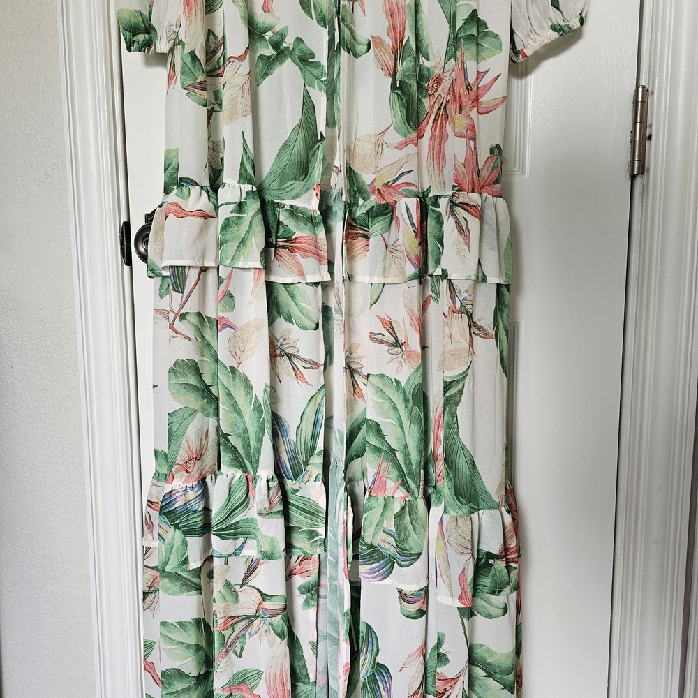 Flying Tomato Green and Pink Floral Coverup - Picture 4 of 4